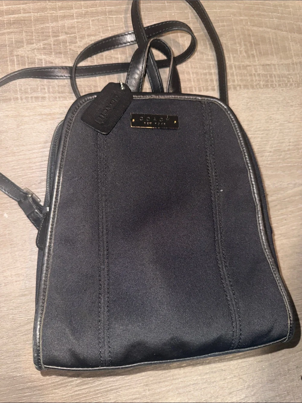 Coach Vintage Neo Neoprene Leather Backpack Black Mini Book Bag 90s Y2K